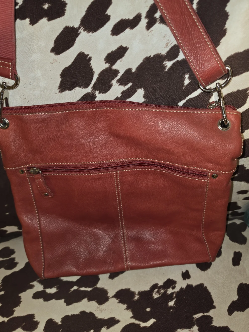 Fossil Leather Crossbody Bag in Brick Red